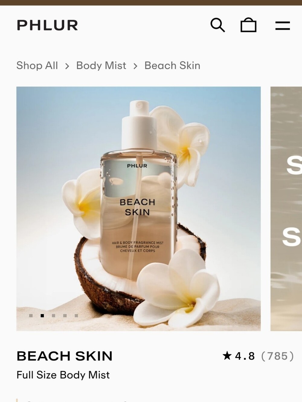 PHLUR Beach Skin Hair & Body Mist — Clear